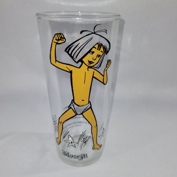 Walt Disney Jungle Book 1966 Vintage 6.25" Glass Mowgli Cartoon Movie - Picture 1 of 2